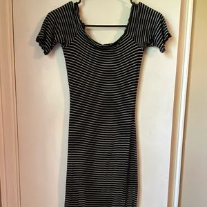 Black and white striped dress